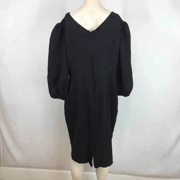 VIXEN MICHELINE PITT - WOMEN'S 3X -BLACK 3/4 LENGTH SLEEVE V NECK DRESS - Picture 5 of 8